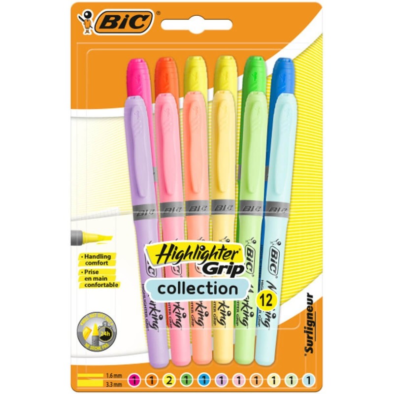 Zakreślacz BIC Highlighter Grip pastel 12szt. 992562 (992093)